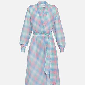 Forte Forte Women's Tartan Cotton Waist Tie Shirt Dress Size 0 Semi Sheer